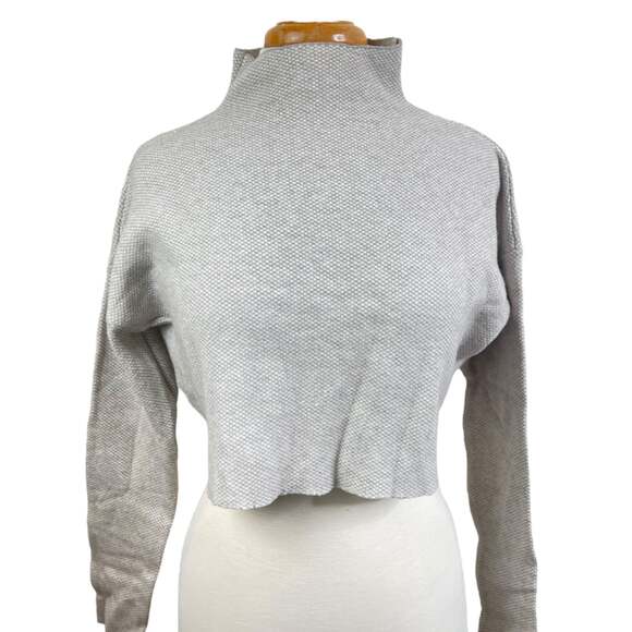 cynthia rowley mockneck cropped sweater- size m -grey - Picture 4 of 6